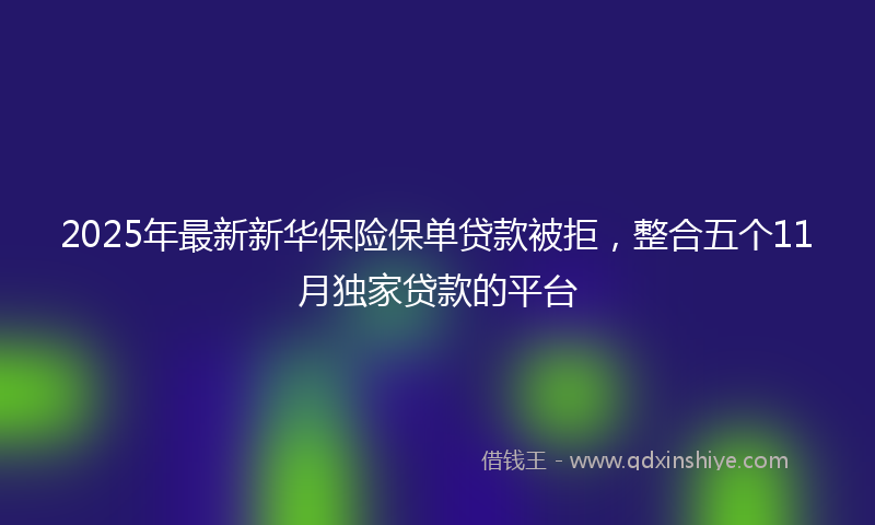 2025年最新新华保险保单贷款被拒，整合五个11月独家贷款的平台