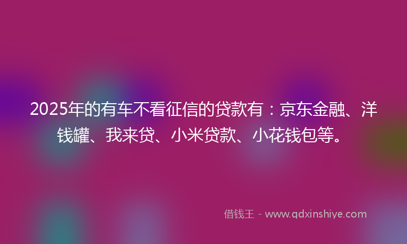 2025年的有车不看征信的贷款有：京东金融、洋钱罐、我来贷、小米贷款、小花钱包等。
