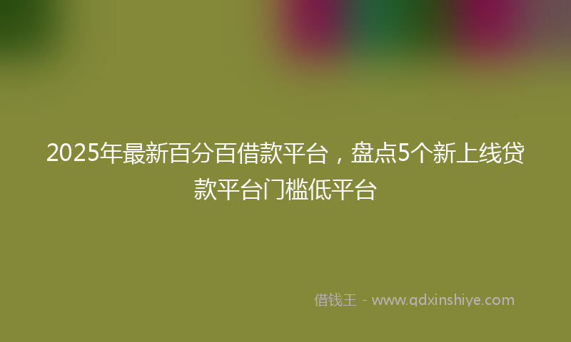 2025年最新百分百借款平台，盘点5个新上线贷款平台门槛低平台