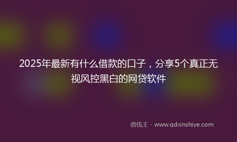 2025年最新有什么借款的口子，分享5个真正无视风控黑白的网贷软件