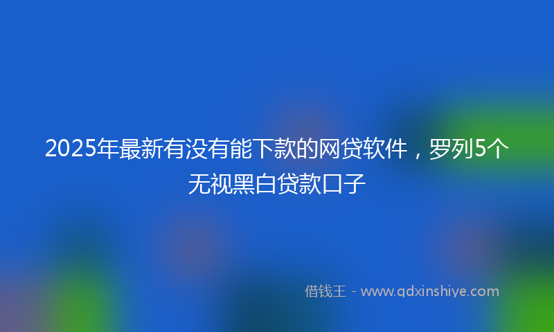 2025年最新有没有能下款的网贷软件，罗列5个无视黑白贷款口子