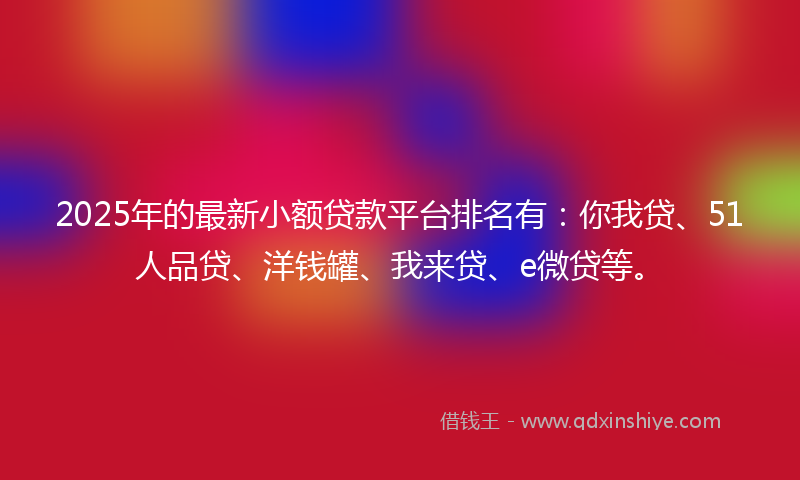 2025年的最新小额贷款平台排名有：你我贷、51人品贷、洋钱罐、我来贷、e微贷等。