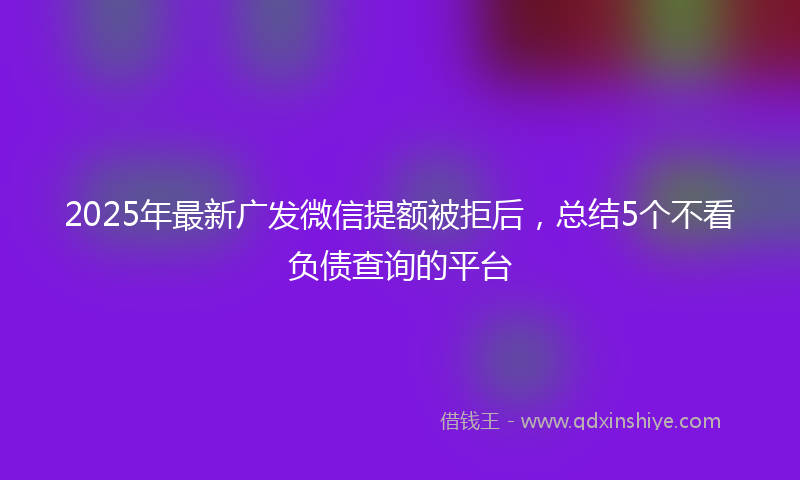 2025年最新广发微信提额被拒后，总结5个不看负债查询的平台