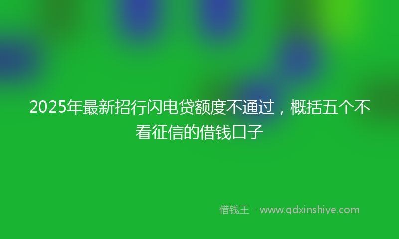 2025年最新招行闪电贷额度不通过，概括五个不看征信的借钱口子
