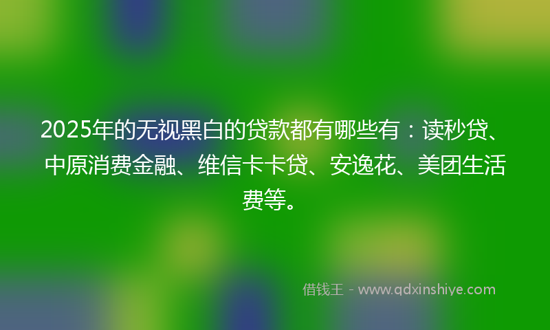 2025年的无视黑白的贷款都有哪些有：读秒贷、中原消费金融、维信卡卡贷、安逸花、美团生活费等。