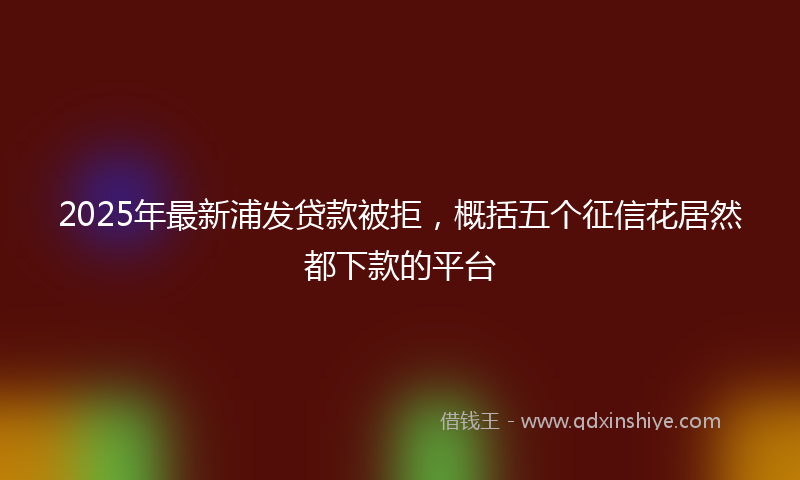 2025年最新浦发贷款被拒，概括五个征信花居然都下款的平台