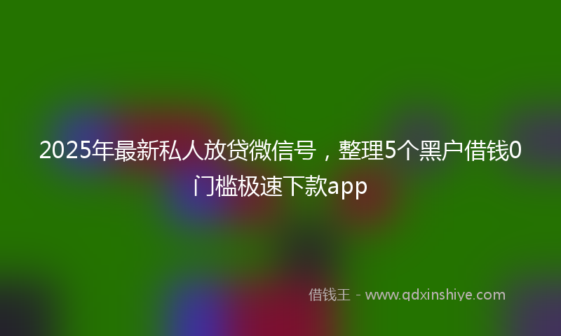 2025年最新私人放贷微信号，整理5个黑户借钱0门槛极速下款app