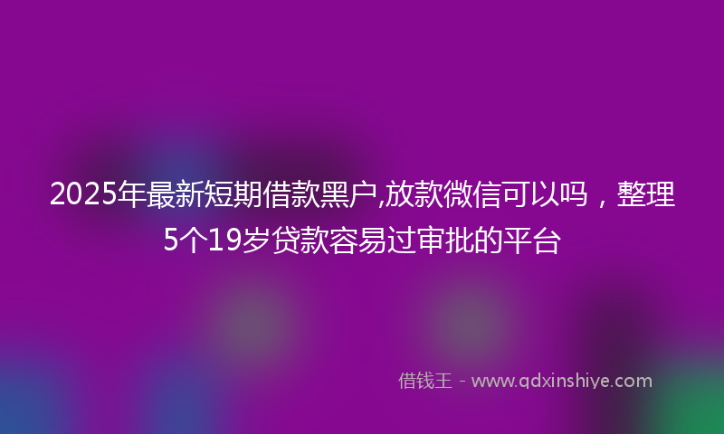 2025年最新短期借款黑户,放款微信可以吗，整理5个19岁贷款容易过审批的平台