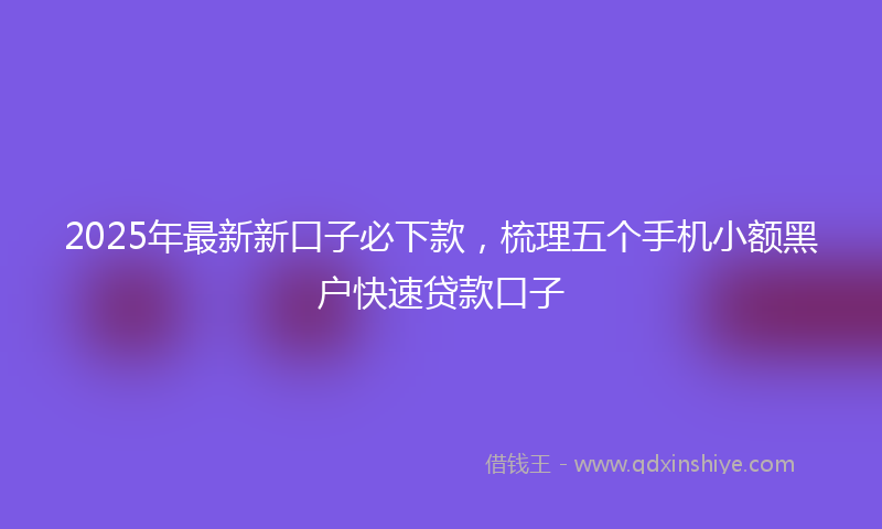 2025年最新新口子必下款，梳理五个手机小额黑户快速贷款口子