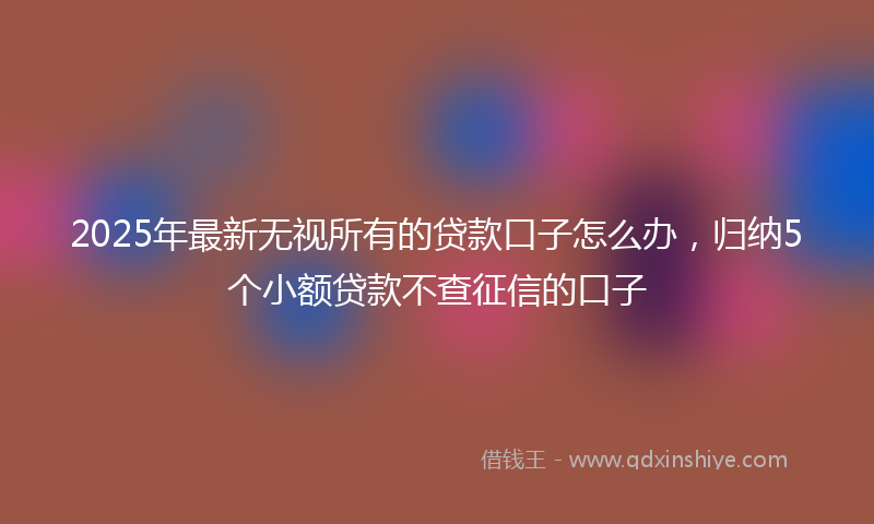 2025年最新无视所有的贷款口子怎么办，归纳5个小额贷款不查征信的口子