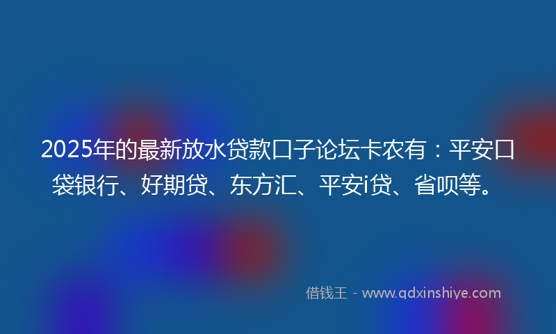 2025年的最新放水贷款口子论坛卡农有：平安口袋银行、好期贷、东方汇、平安i贷、省呗等。