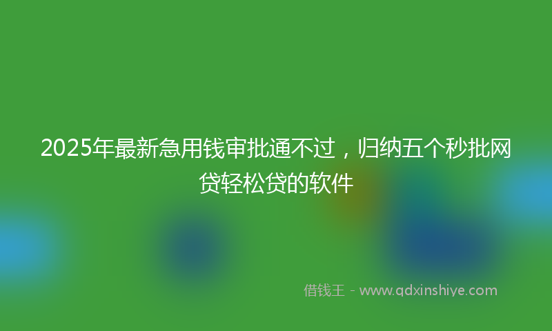 2025年最新急用钱审批通不过，归纳五个秒批网贷轻松贷的软件