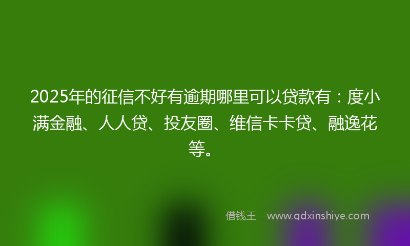 2025年的征信不好有逾期哪里可以贷款有：度小满金融、人人贷、投友圈、维信卡卡贷、融逸花等。