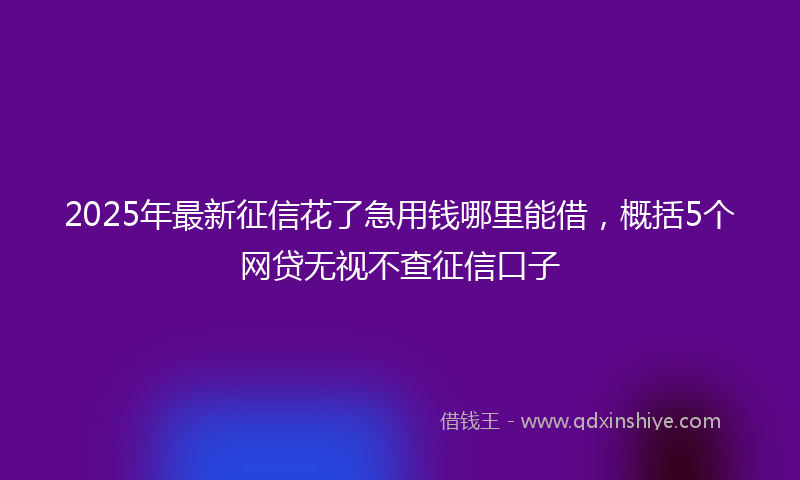 2025年最新征信花了急用钱哪里能借，概括5个网贷无视不查征信口子