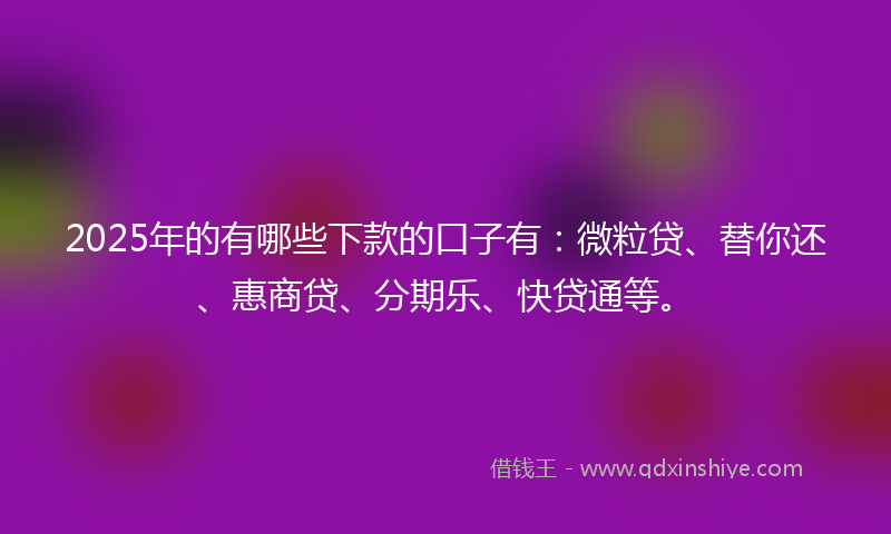 2025年的有哪些下款的口子有：微粒贷、替你还、惠商贷、分期乐、快贷通等。