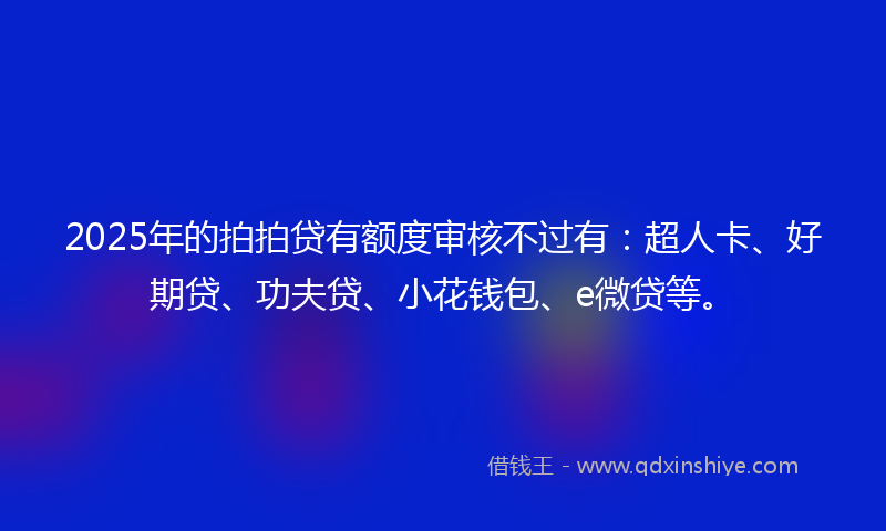2025年的拍拍贷有额度审核不过有：超人卡、好期贷、功夫贷、小花钱包、e微贷等。