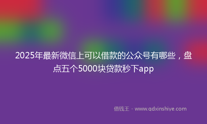 2025年最新微信上可以借款的公众号有哪些，盘点五个5000块贷款秒下app