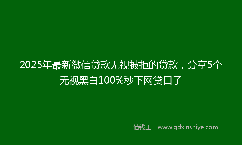 2025年最新微信贷款无视被拒的贷款，分享5个无视黑白100%秒下网贷口子