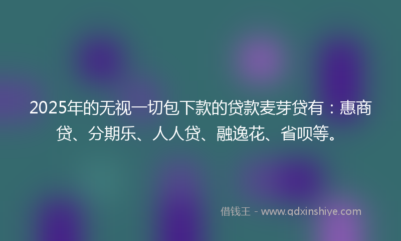 2025年的无视一切包下款的贷款麦芽贷有：惠商贷、分期乐、人人贷、融逸花、省呗等。