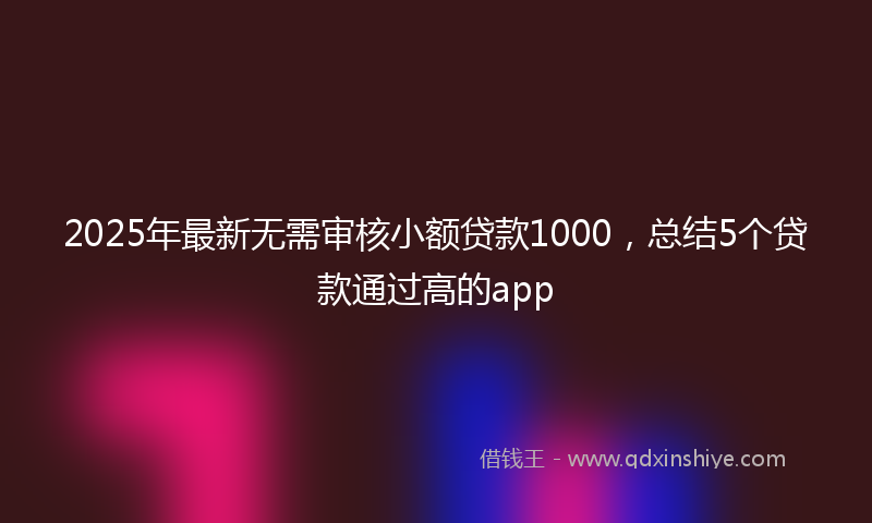 2025年最新无需审核小额贷款1000，总结5个贷款通过高的app