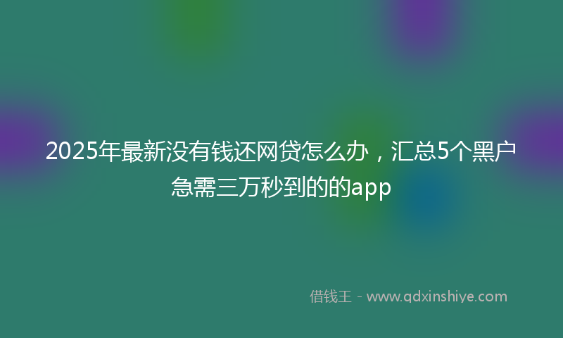 2025年最新没有钱还网贷怎么办，汇总5个黑户急需三万秒到的的app