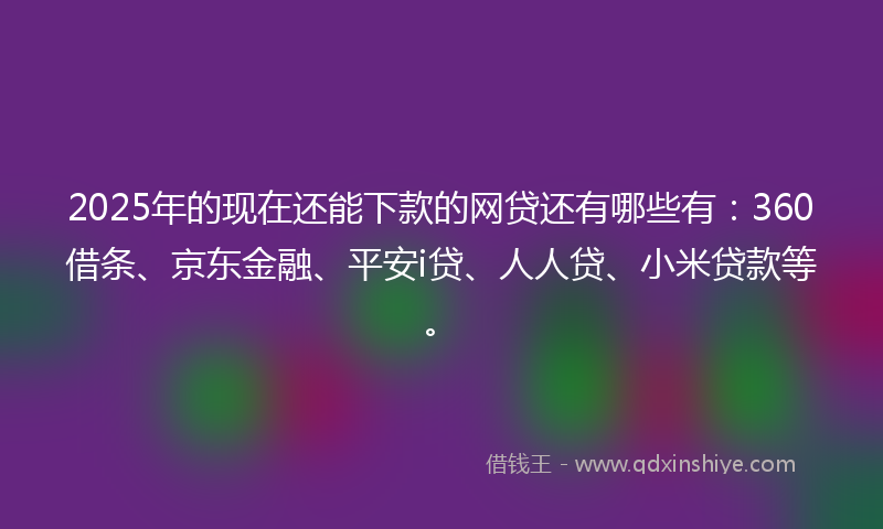 2025年的现在还能下款的网贷还有哪些有：360借条、京东金融、平安i贷、人人贷、小米贷款等。