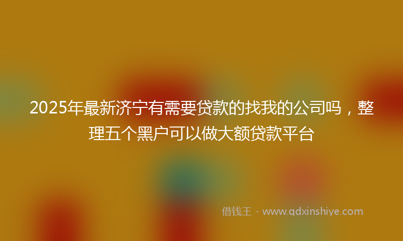 2025年最新济宁有需要贷款的找我的公司吗，整理五个黑户可以做大额贷款平台