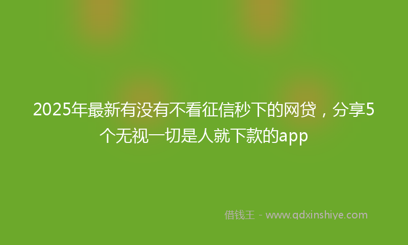 2025年最新有没有不看征信秒下的网贷，分享5个无视一切是人就下款的app