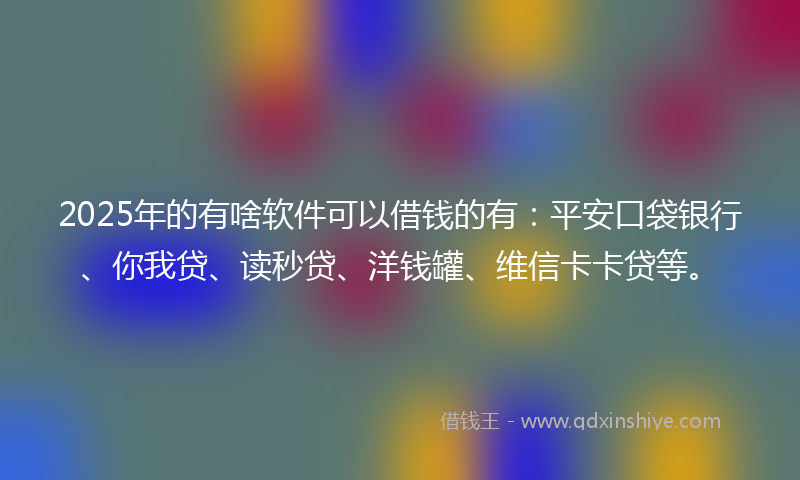 2025年的有啥软件可以借钱的有：平安口袋银行、你我贷、读秒贷、洋钱罐、维信卡卡贷等。