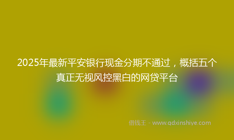 2025年最新平安银行现金分期不通过，概括五个真正无视风控黑白的网贷平台