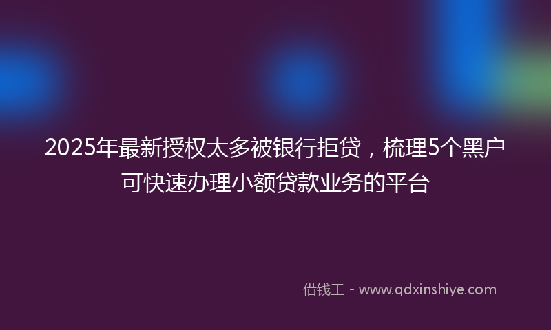 2025年最新授权太多被银行拒贷，梳理5个黑户可快速办理小额贷款业务的平台