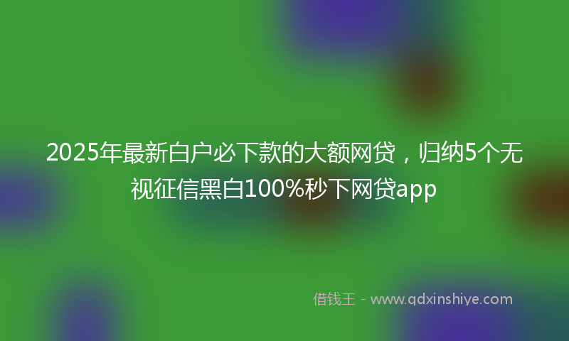 2025年最新白户必下款的大额网贷，归纳5个无视征信黑白100%秒下网贷app