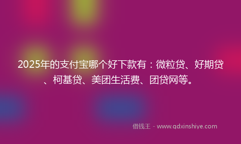 2025年的支付宝哪个好下款有：微粒贷、好期贷、柯基贷、美团生活费、团贷网等。