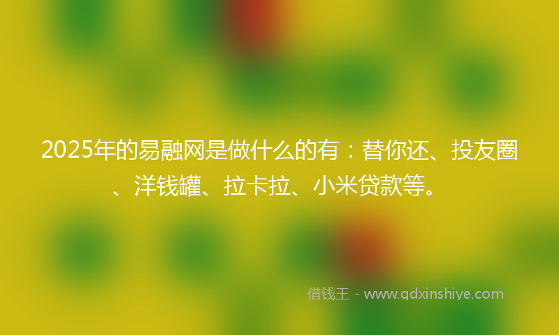 2025年的易融网是做什么的有：替你还、投友圈、洋钱罐、拉卡拉、小米贷款等。