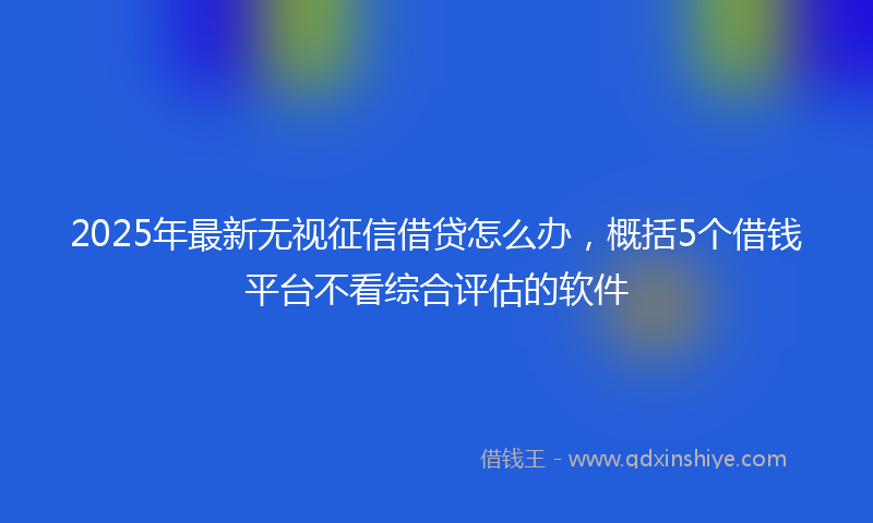 2025年最新无视征信借贷怎么办，概括5个借钱平台不看综合评估的软件