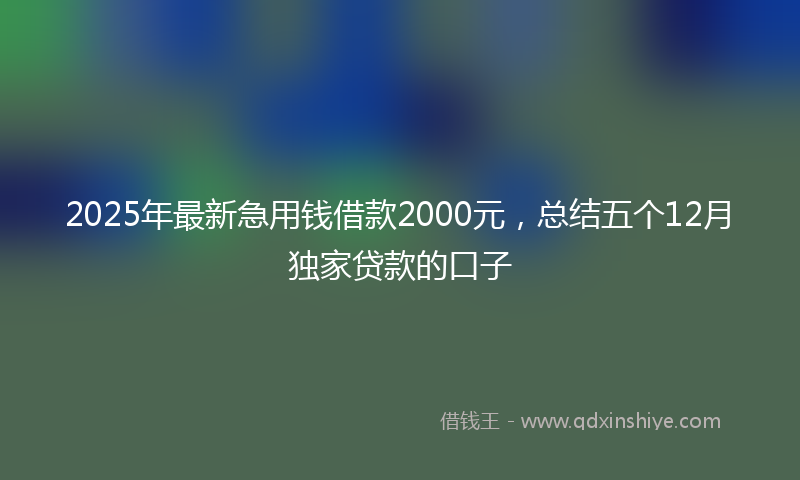 2025年最新急用钱借款2000元，总结五个12月独家贷款的口子