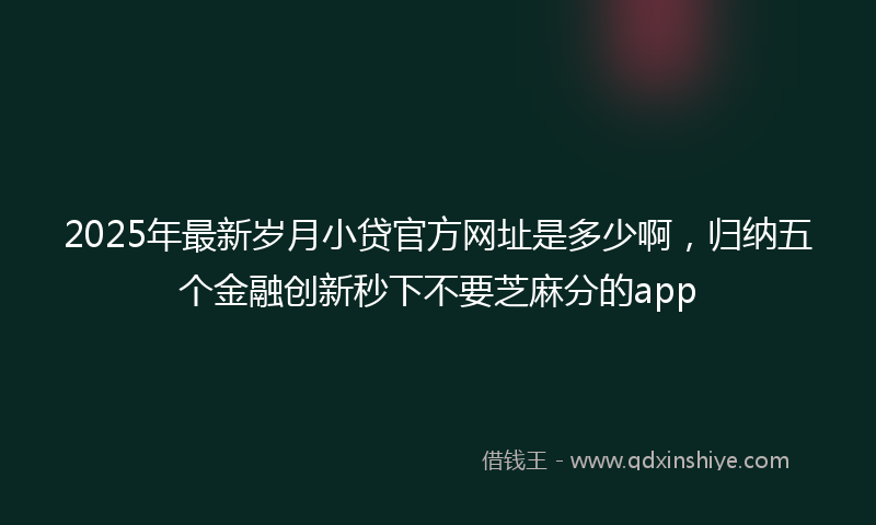 2025年最新岁月小贷官方网址是多少啊，归纳五个金融创新秒下不要芝麻分的app