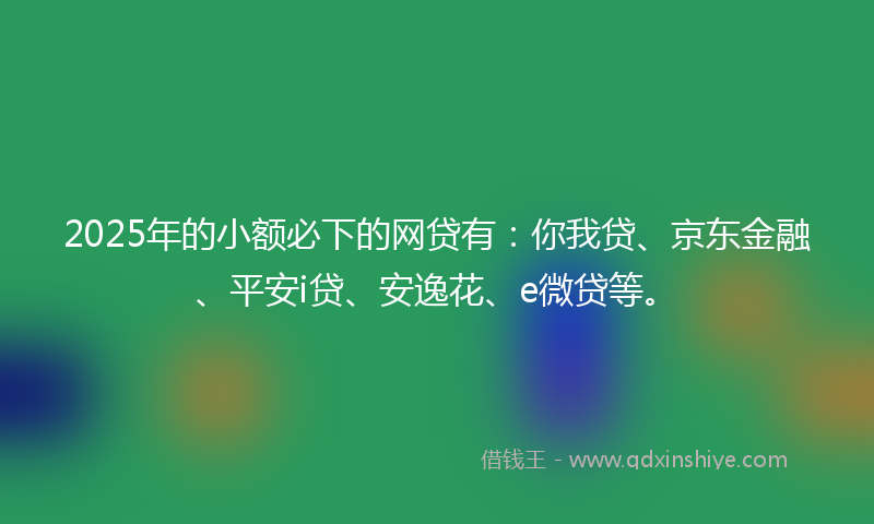2025年的小额必下的网贷有：你我贷、京东金融、平安i贷、安逸花、e微贷等。