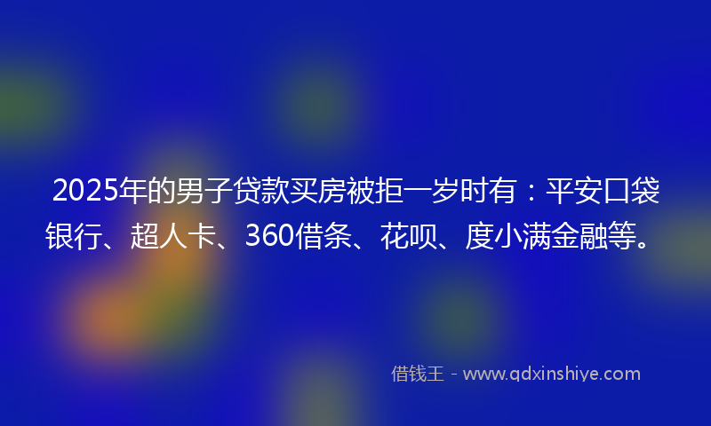 2025年的男子贷款买房被拒一岁时有：平安口袋银行、超人卡、360借条、花呗、度小满金融等。