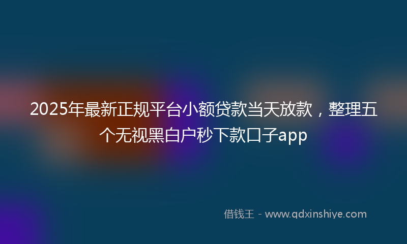 2025年最新正规平台小额贷款当天放款，整理五个无视黑白户秒下款口子app