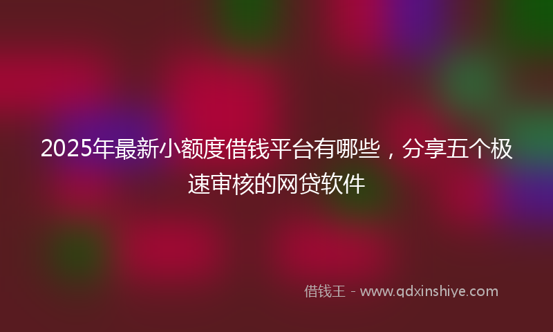 2025年最新小额度借钱平台有哪些，分享五个极速审核的网贷软件