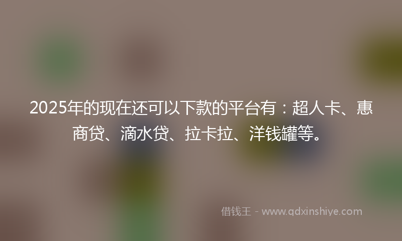 2025年的现在还可以下款的平台有：超人卡、惠商贷、滴水贷、拉卡拉、洋钱罐等。
