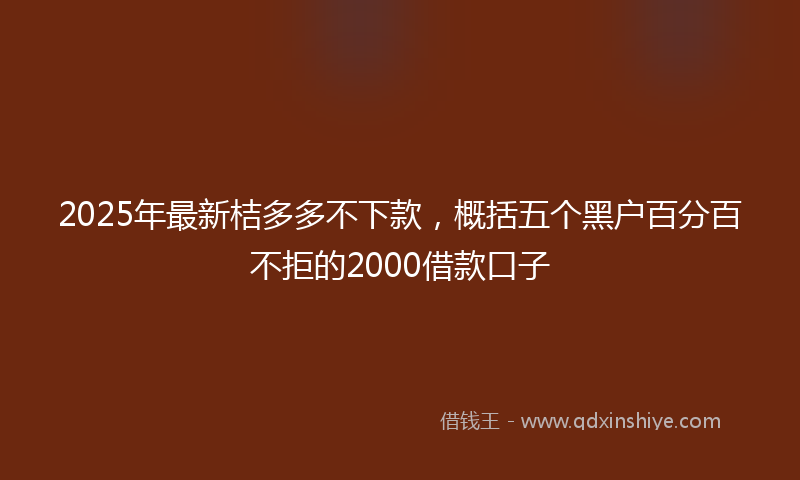 2025年最新桔多多不下款，概括五个黑户百分百不拒的2000借款口子