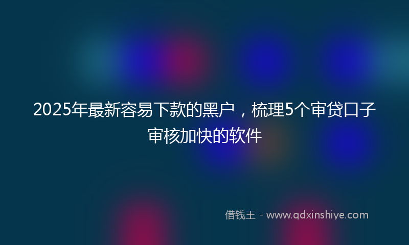 2025年最新容易下款的黑户，梳理5个审贷口子审核加快的软件