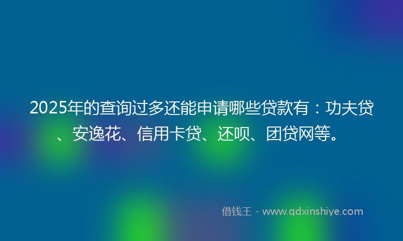 2025年的查询过多还能申请哪些贷款有：功夫贷、安逸花、信用卡贷、还呗、团贷网等。