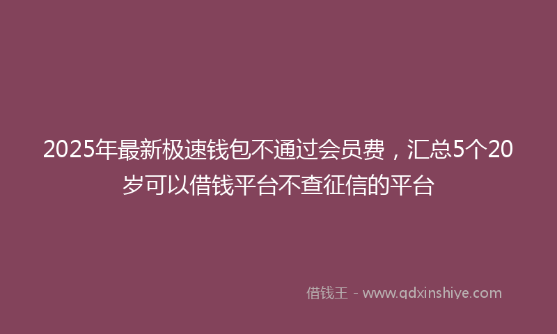 2025年最新极速钱包不通过会员费，汇总5个20岁可以借钱平台不查征信的平台