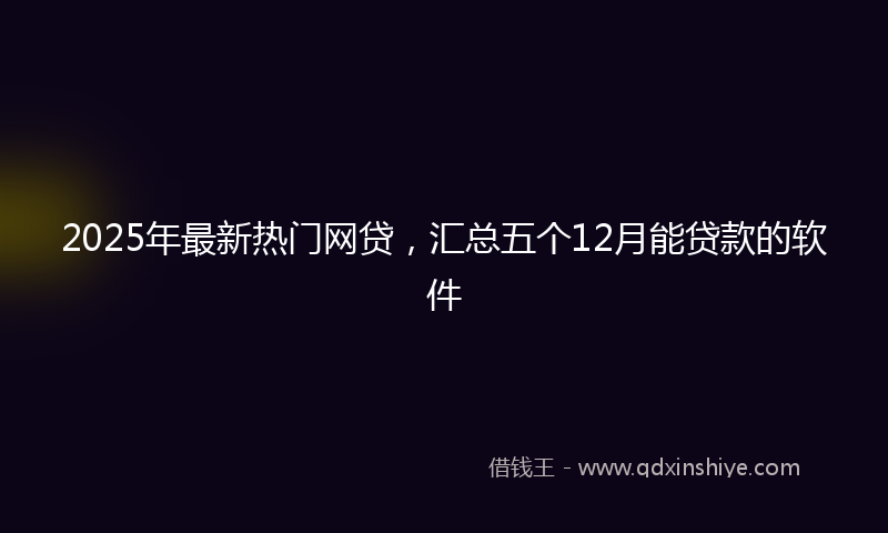 2025年最新热门网贷，汇总五个12月能贷款的软件