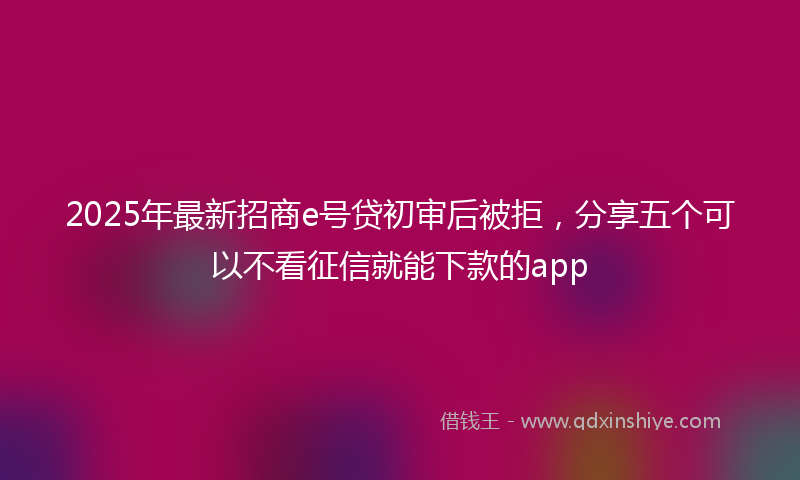 2025年最新招商e号贷初审后被拒，分享五个可以不看征信就能下款的app