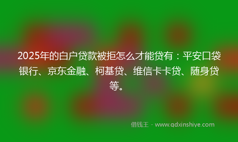 2025年的白户贷款被拒怎么才能贷有：平安口袋银行、京东金融、柯基贷、维信卡卡贷、随身贷等。