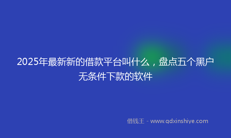 2025年最新新的借款平台叫什么，盘点五个黑户无条件下款的软件